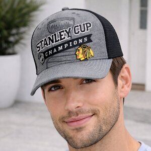 Reebok Stanley Cup Champions Hat Gray Black Chicago Blackhawks OS
